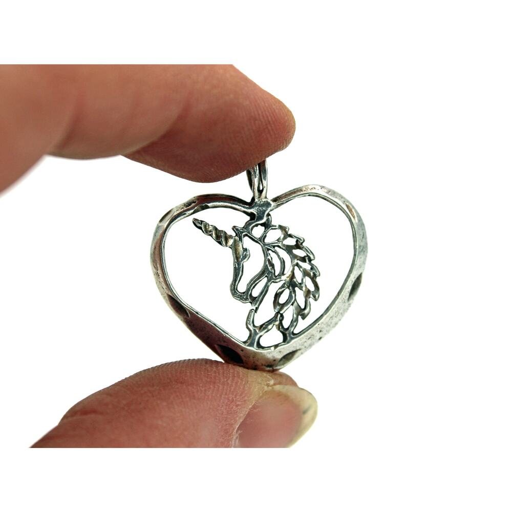 Sterling Silver Unicorn Heart Pendant